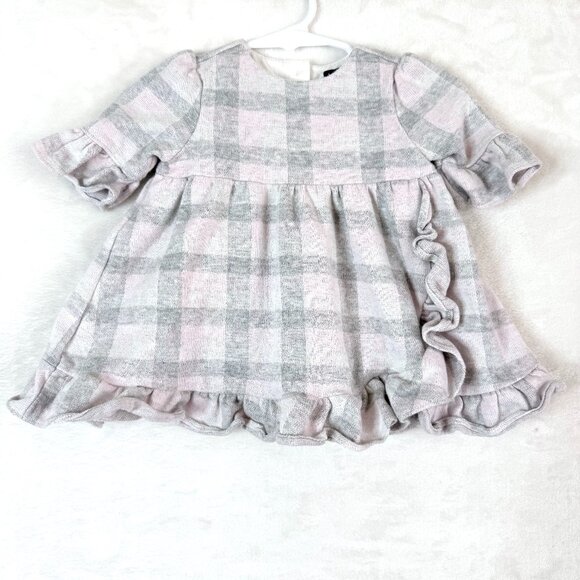 Janie And Jack Plaid Ruffle Bell Sleeve Classic Preppy Dress Baby 3-6 Months - Picture 1 of 4